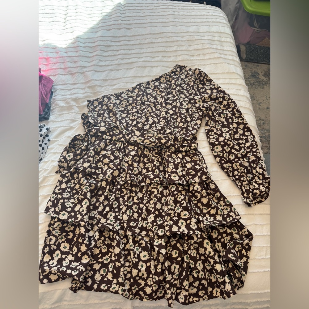 Pretty Garden Women's One Shoulder Boho Floral Dress NWT